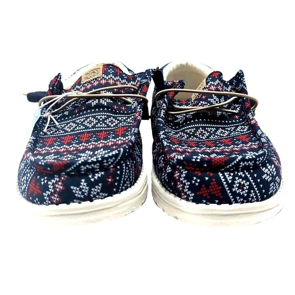 NEW Hey Dude Wally Winter Sweater Shoes Mens 13 Blue Nordic Slip‎ On Loafers NWT